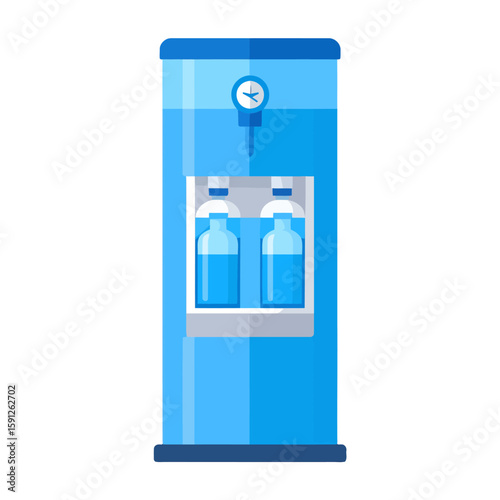 Wallpaper Mural Sleek blue water vending machine with a tap and two bottles, flat vector style. Torontodigital.ca