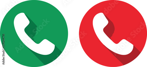 Green Call Answer Red Call Decline Icons, Telephone Symbols, Transparent Background