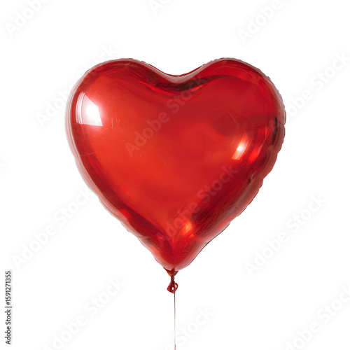 Heart-shaped red balloon against black background. Possible use Valentine's Day