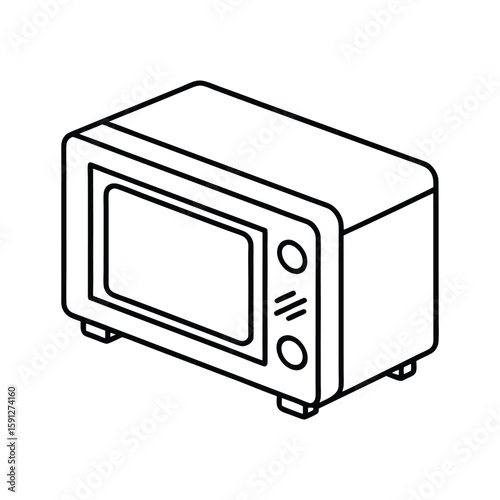 Vector Illustration of a Microwave Oven Outline Kitchen Appliance Isolated on White Background
