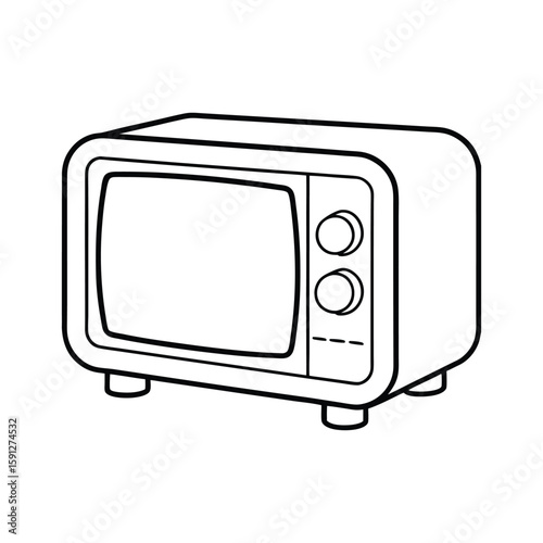 Vector Illustration of a Microwave Oven Outline Kitchen Appliance Isolated on White Background
