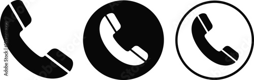 Phone Symbol Set Black Silhouette Call Icons Transparent Background