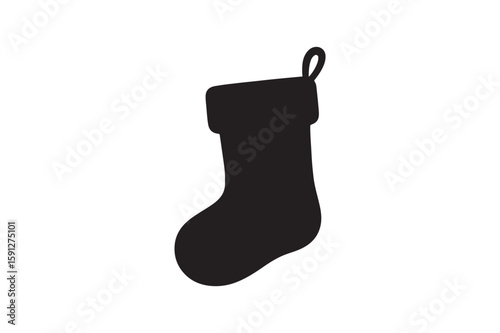 Christmas stocking silhouette vector art illustration on white background