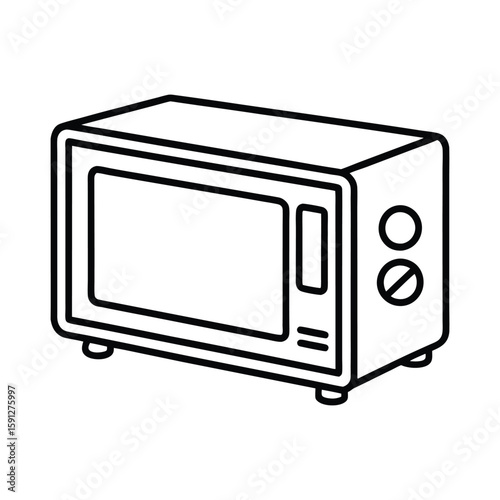 Vector Illustration of a Microwave Oven Outline Kitchen Appliance Isolated on White Background
