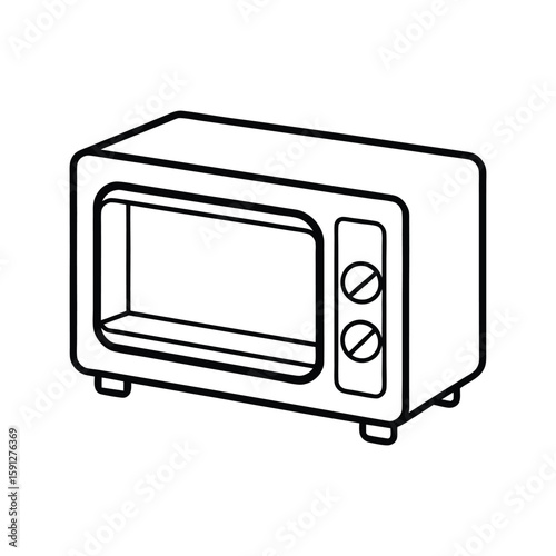 Vector Illustration of a Microwave Oven Outline Kitchen Appliance Isolated on White Background
