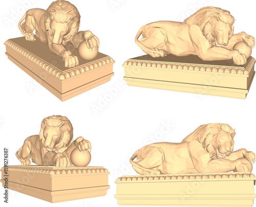 sketch vector illustration design statue sculpture lion guardian unique ethnic traditional modern 