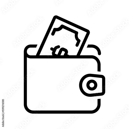 Vector black line icon for Wallet
