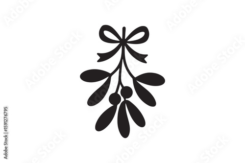 Mistletoe silhouette vector art illustration on white background