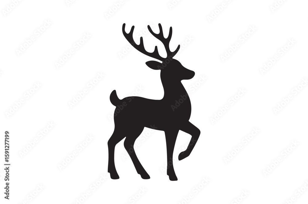 Fototapeta premium Reindeer silhouette vector art illustration on white background