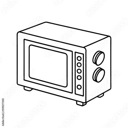 Vector Illustration of a Microwave Oven Outline Kitchen Appliance Isolated on White Background
