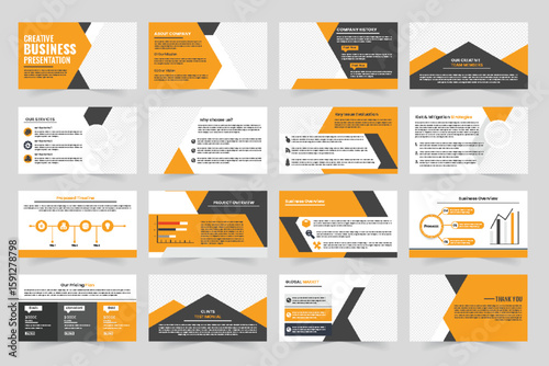 Modern corporate annual business report showcase presentation slider project overview slider Page layout design Red orange color presentation