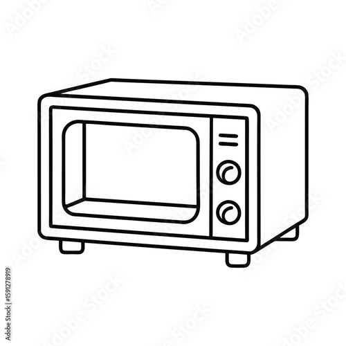Vector Illustration of a Microwave Oven Outline Kitchen Appliance Isolated on White Background
