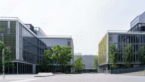 Tableau sur toile Low-carbon modern commercial buildings, with a green and environmentally friendl