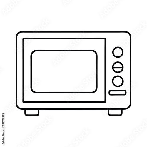 Vector Illustration of a Microwave Oven Outline Kitchen Appliance Isolated on White Background
