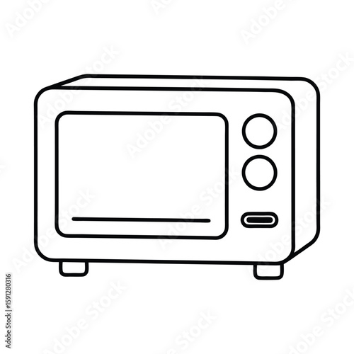 Vector Illustration of a Microwave Oven Outline Kitchen Appliance Isolated on White Background
