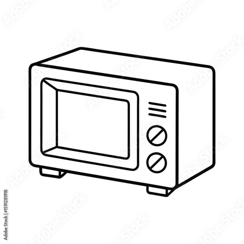 Vector Illustration of a Microwave Oven Outline Kitchen Appliance Isolated on White Background
