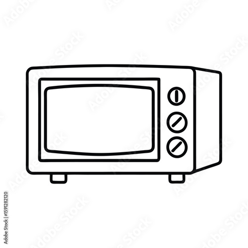 Vector Illustration of a Microwave Oven Outline Kitchen Appliance Isolated on White Background
