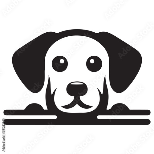 Cute cartoon dog happily holding a bone in its mouth illustration