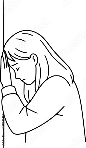 This is a metaphor for a creative crisis and a dead end. The figure of a person with their forehead against a wall symbolizes hopelessness and the inability to find a way out of a difficult situation.