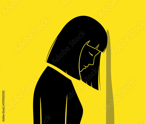 This is a metaphor for a creative crisis and a dead end. The figure of a person with their forehead against a wall symbolizes hopelessness and the inability to find a way out of a difficult situation.