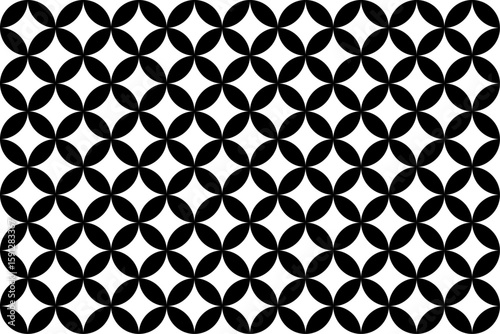 Japanese Shippo Pattern with Black Lines on Transparent Background