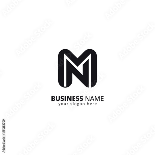Modern MN Letter Logo, Bold Monogram Design.