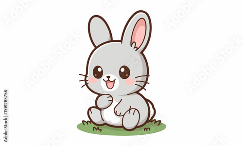 Cute rabbit mascot cartoon illustration