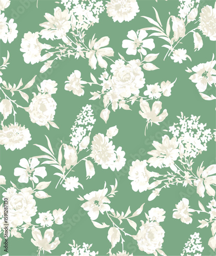 botanical floral, vector, seamless pattern,  leaves, big set ,background with flowers.