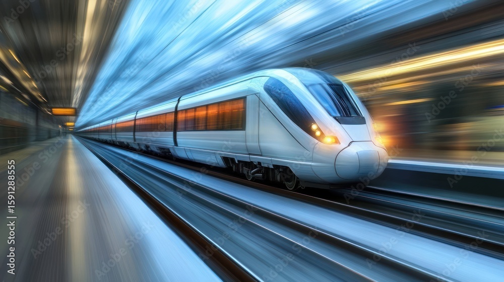 Naklejka premium High-speed train in tunnel