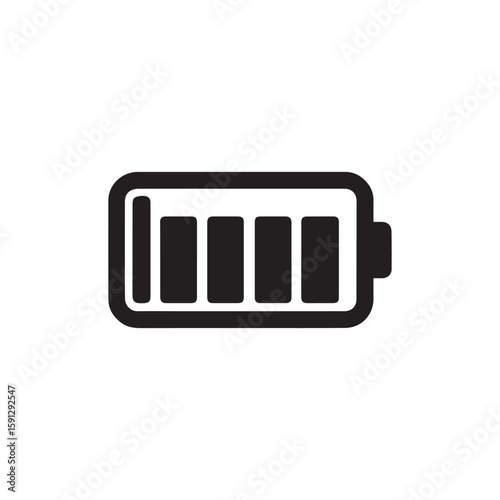 Low Battery Indicator with One Bar Remaining in Black and White Silhouette Style Representing Power Depletion silhouette