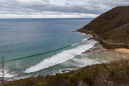 Great ocean road winding along Victorian coastline, Australia