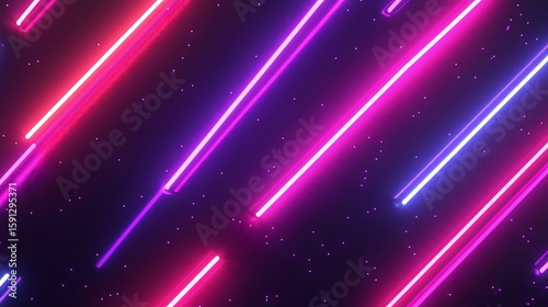 Neon lines, vibrant colors, dark background