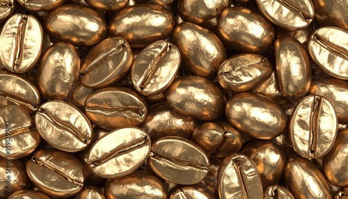 Golden coffee beans close-up