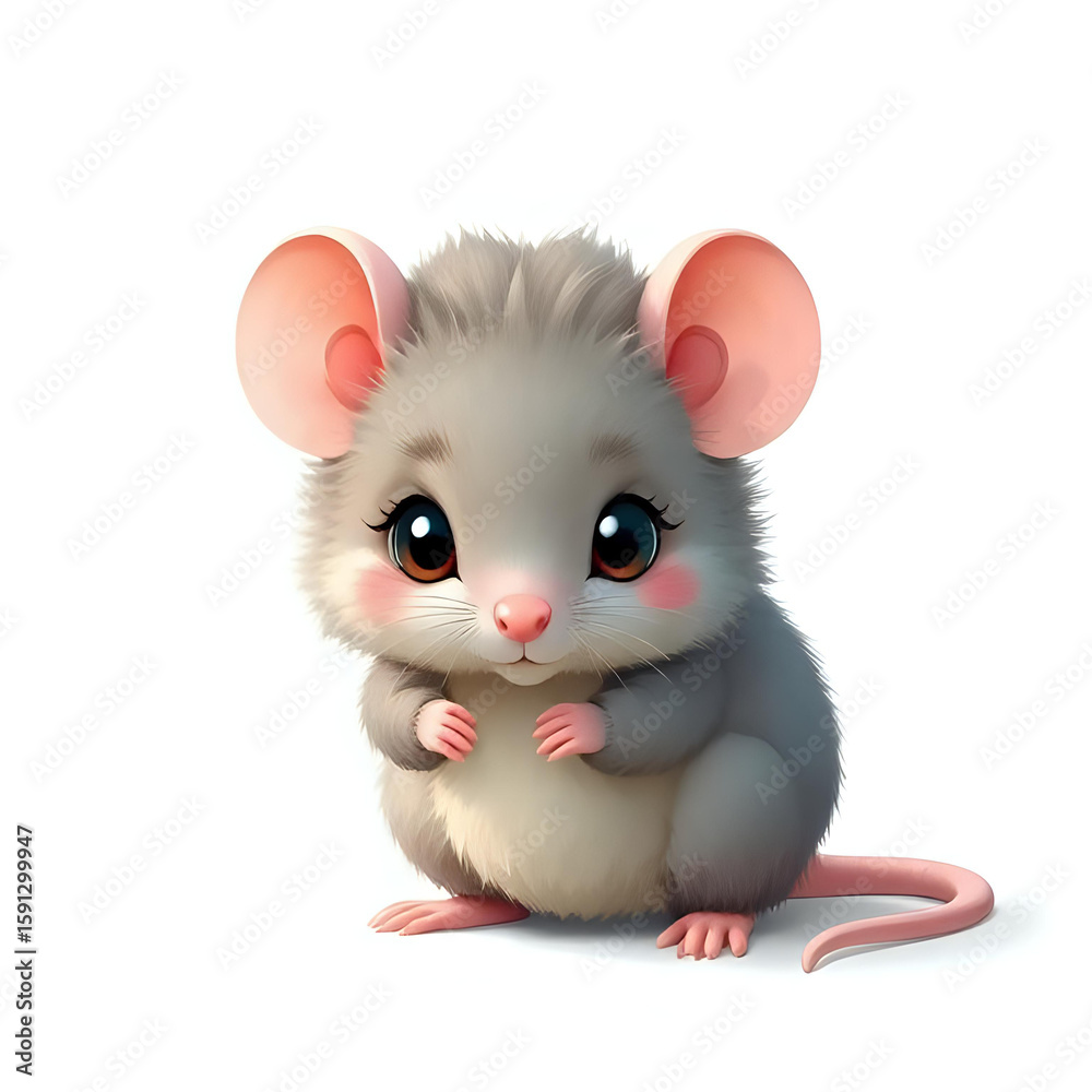 Obraz premium Cute and Adorable Fluffy Mouse Isolated on White Background