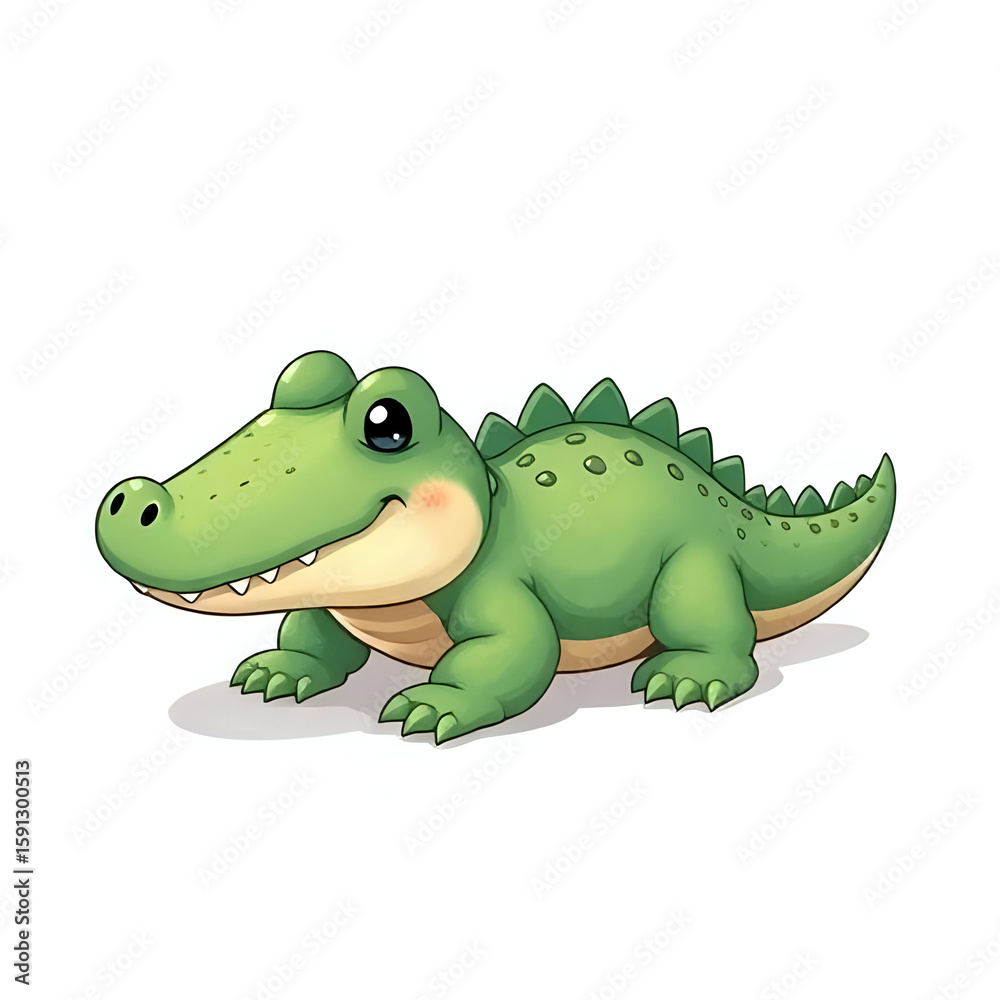 Fototapeta premium Cute and Adorable Fluffy Crocodile Isolated on White Background