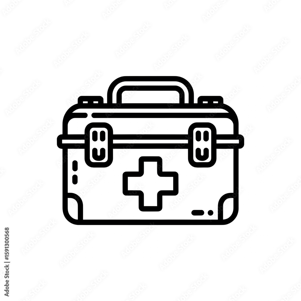 Obraz premium First aid kit illustration vector style coloring page 