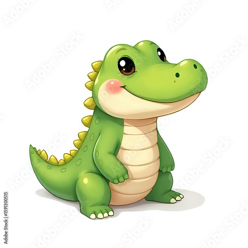 Cute and Adorable Fluffy Crocodile Isolated on White Background