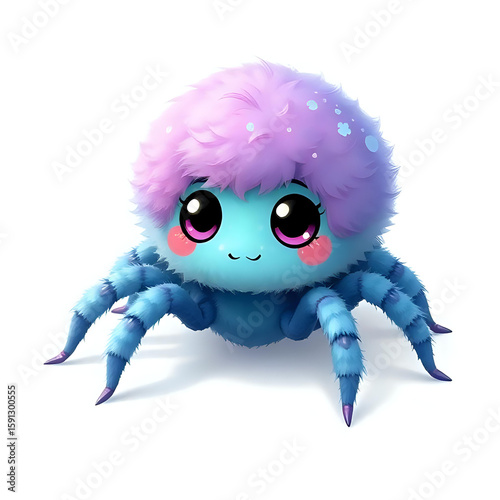 Cute and Adorable Fluffy Spider  Isolated on White Background