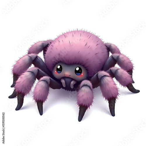Cute and Adorable Fluffy Spider  Isolated on White Background