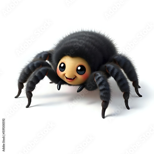 Cute and Adorable Fluffy Spider  Isolated on White Background