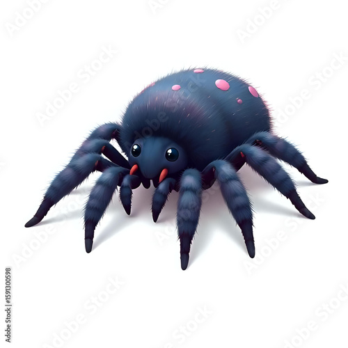 Cute and Adorable Fluffy Spider  Isolated on White Background