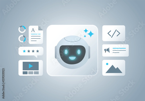 AI Content Generation and AI-Powered Social Media Automation for SEO articles,  AI Assistant created generate art, text, video, audio and review in content marketing.