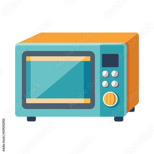 Vector Illustration of a Microwave Oven Kitchen Appliance Isolated on White Background
