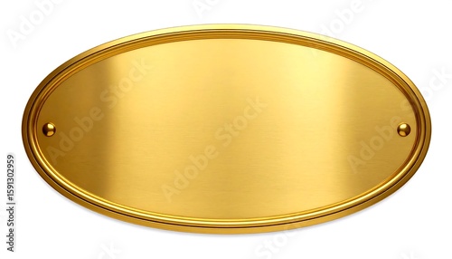 Gold oval plaque isolated on white