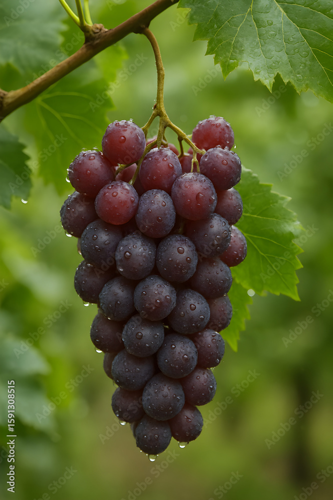 Fototapeta premium fresh red grapes on vine 