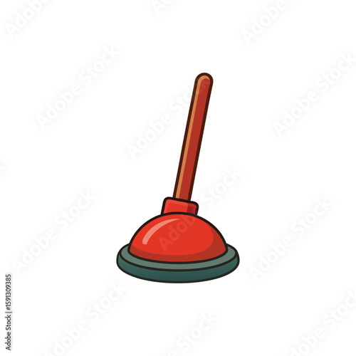 Vector Illustration of a Plunger Cleaning Tool Isolated on White Background