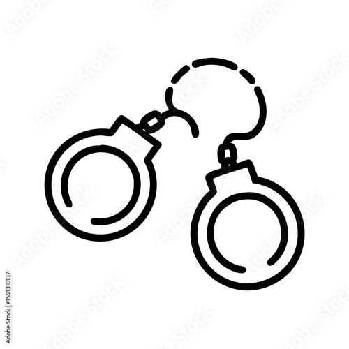 Handcuffs icon in minimal black line style on white background