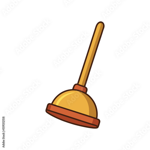 Vector Illustration of a Plunger Cleaning Tool Isolated on White Background