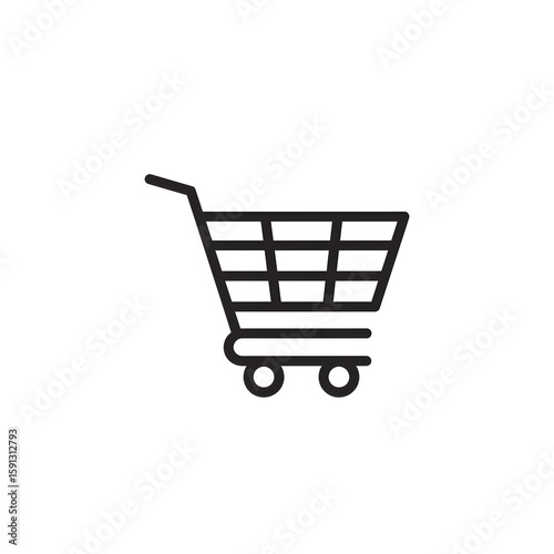 A simple line-art icon of a shopping cart, representing retail, e-commerce, or the act of purchasing.