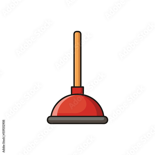 Vector Illustration of a Plunger Cleaning Tool Isolated on White Background